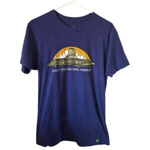 Wild Tribute Womens Devils Tower National Monument Short Sleeve Tee Medium Blue